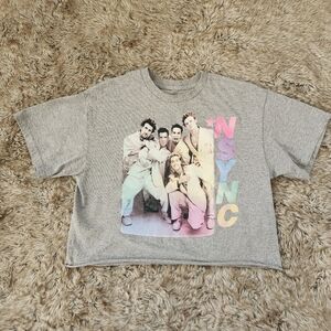NSYNC Short Sleeve Cropped T-shirt Gray Women's‎ Size Medium